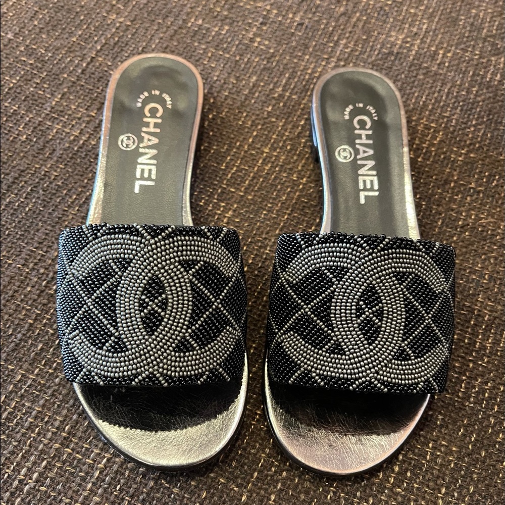 CHANEL BEADED MULES
